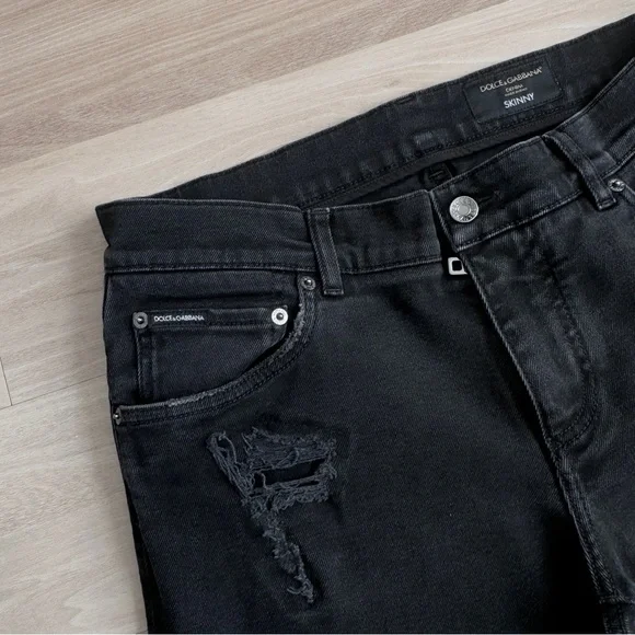 Dolce & Gabbana Black Slim Distressed Jeans